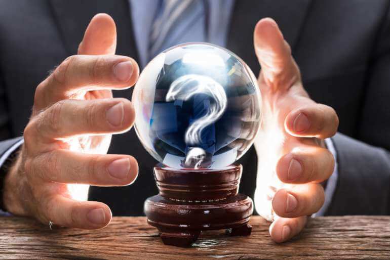 Question mark in crystal ball