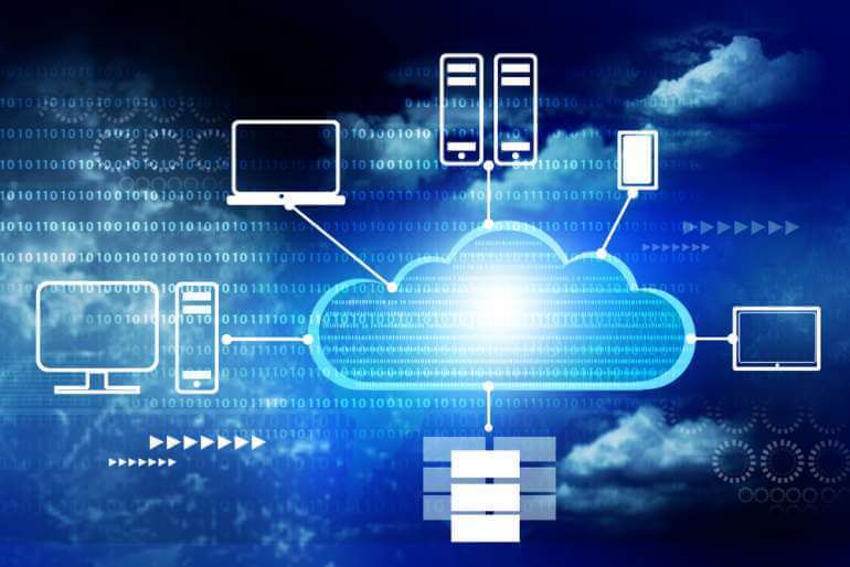 Cloud illustration with connected devices