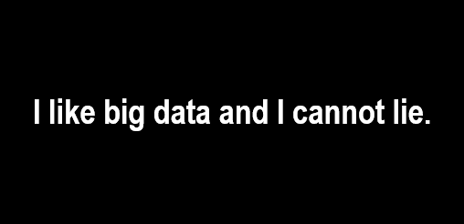 'I like big data and I cannot lie' text on black background