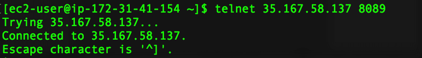 Connect with telnet command