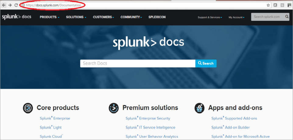 Splunk Docs website